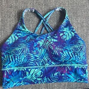 Born primitive Crossfire sports bra Blue, Purple & green Tropical Leaf Design XL
